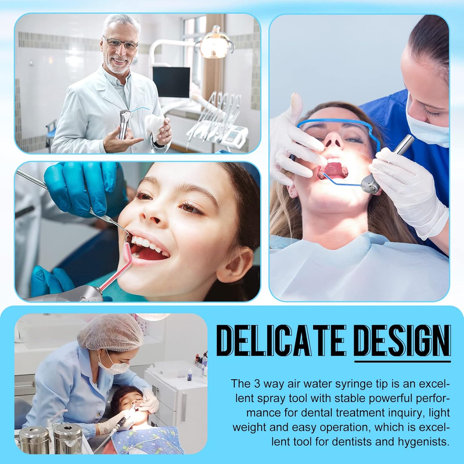 Tondiamo Dental Air Water Syringe Tip Disposable Spray Nozzles Tips Assorted Rainbow Triple 3 Way Water Syringe Connector for Oral Teeth Cleaning(1000 Pieces)