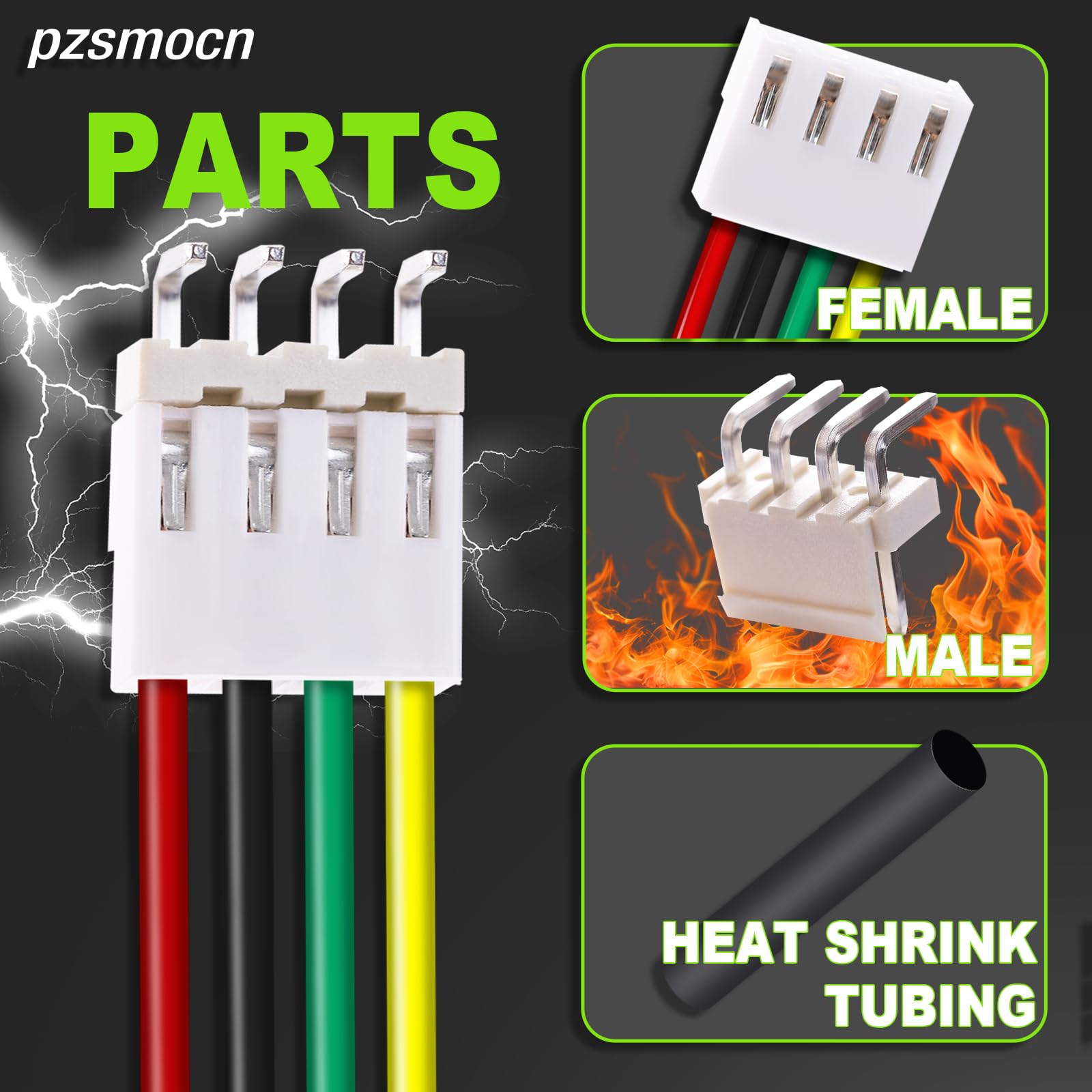 10 Set/40 Pezzi JST VH SMT 3,96 mm Passo 4 Pin 22AWG Silicone Filo Spina Presa Prolunga Terminale Adattatore Kit Accessori, Connettore Femmina con Filo Crimpato 20cm e Alloggiamento Maschio