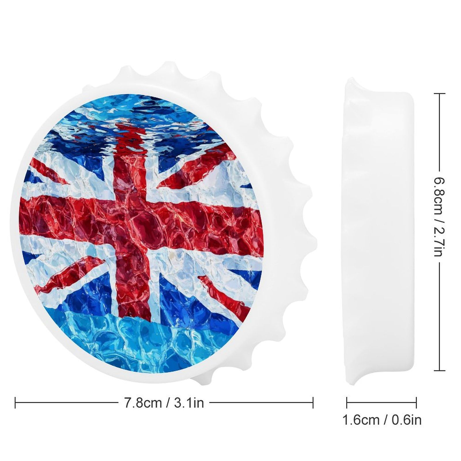 United Kingdom Flag in Water 2 in 1 Beer Bottle Opener Wall Mount Opener Portable Easy Storage Gift for Men Women White-style