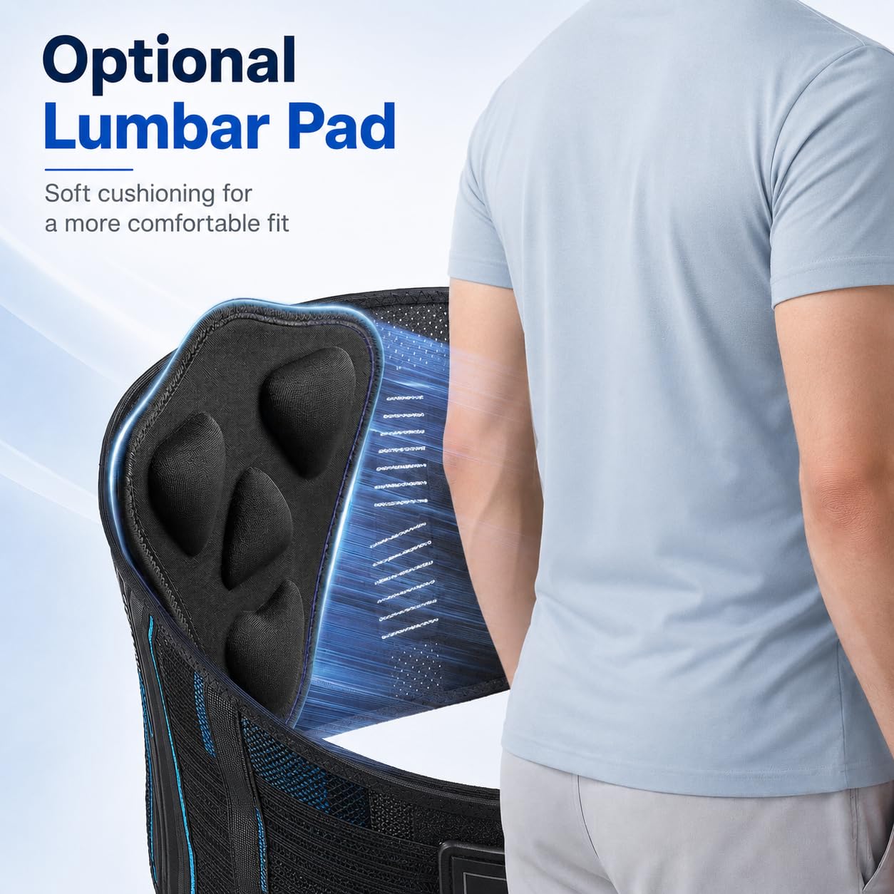 Modern Back Brace for Lower Back Pain Relief, 9" Wide Lumbar Support Belt for Men and Women with Removable Aluminum Panel, 3D Knitted Mesh Back Support Brace with Dual Compression Straps for Work, Lifting, Driving & Daily Wear
