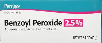 Perrigo 2.5% Benzoyl Peroxide Acne Treatment Gel 60gm Tube
