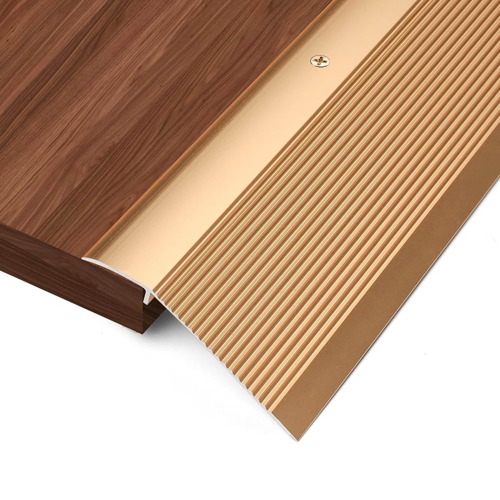 GOUZIBHD Aluminum Door Threshold Ramp for Doorways, Floor Transition Strip for Doorways up to 1.6", Flat Divider Strip for Tile Marble Laminate Concrete Floors(Color:Gold)