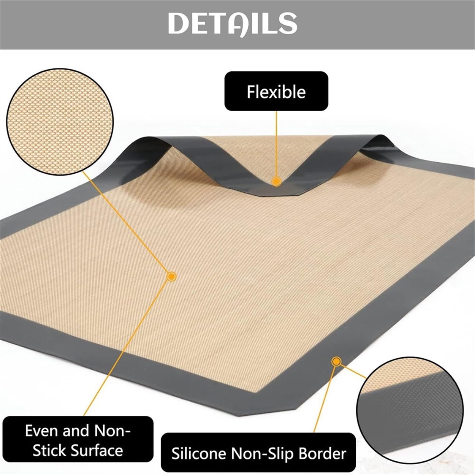 Wiederverwendbare Silikon-Backmatte, Antihaft-Grill-Pads, Ofenmatten, Picknick, Kochen, Kekstablett, Grill