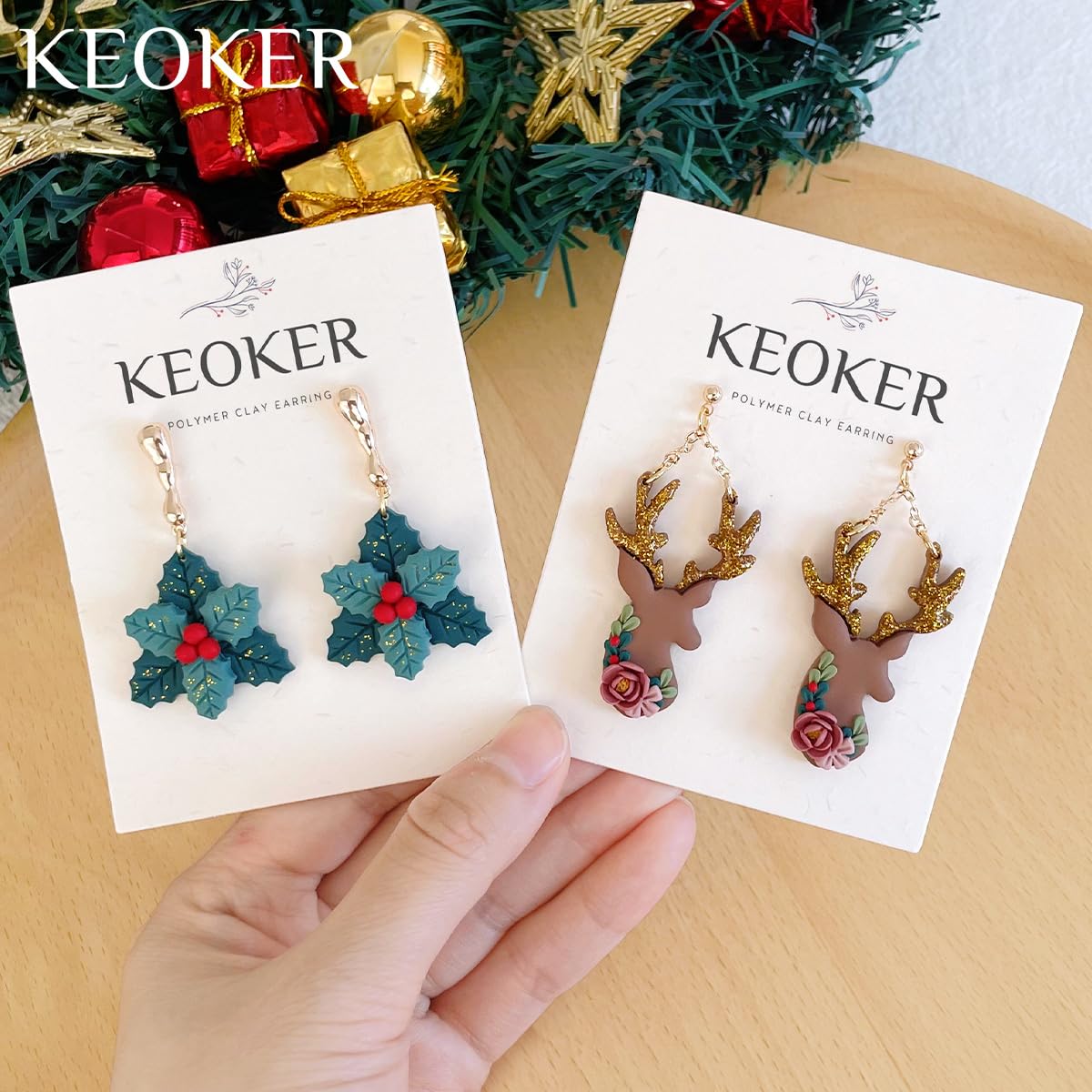 Keoker Weihnachts-Tonschneider, Weihnachts-Tonschneider für Polymer-Ton-Schmuck, 24 Formen, Polymer-Ton-Ausstecher, Weihnachten, Polymer-Ton-Ausstecher, Weihnachtsmann, Polymer-Ton-Schneider