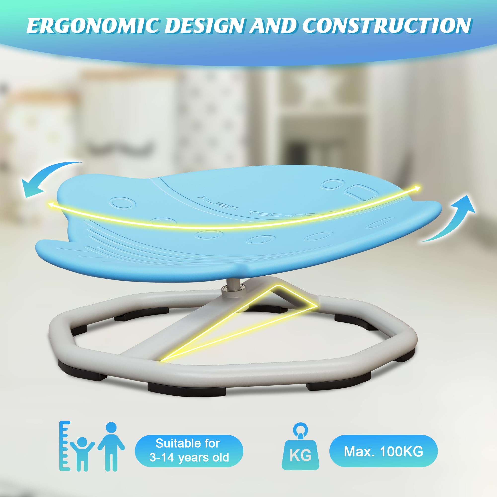 Sedia Girevole Sensoriale per Bambini, Sensory Spinning Chair, Rotante a 360°, Girevole Giochi Sensoriali Autismo, Coordinazione Fisica ed Equilibrio