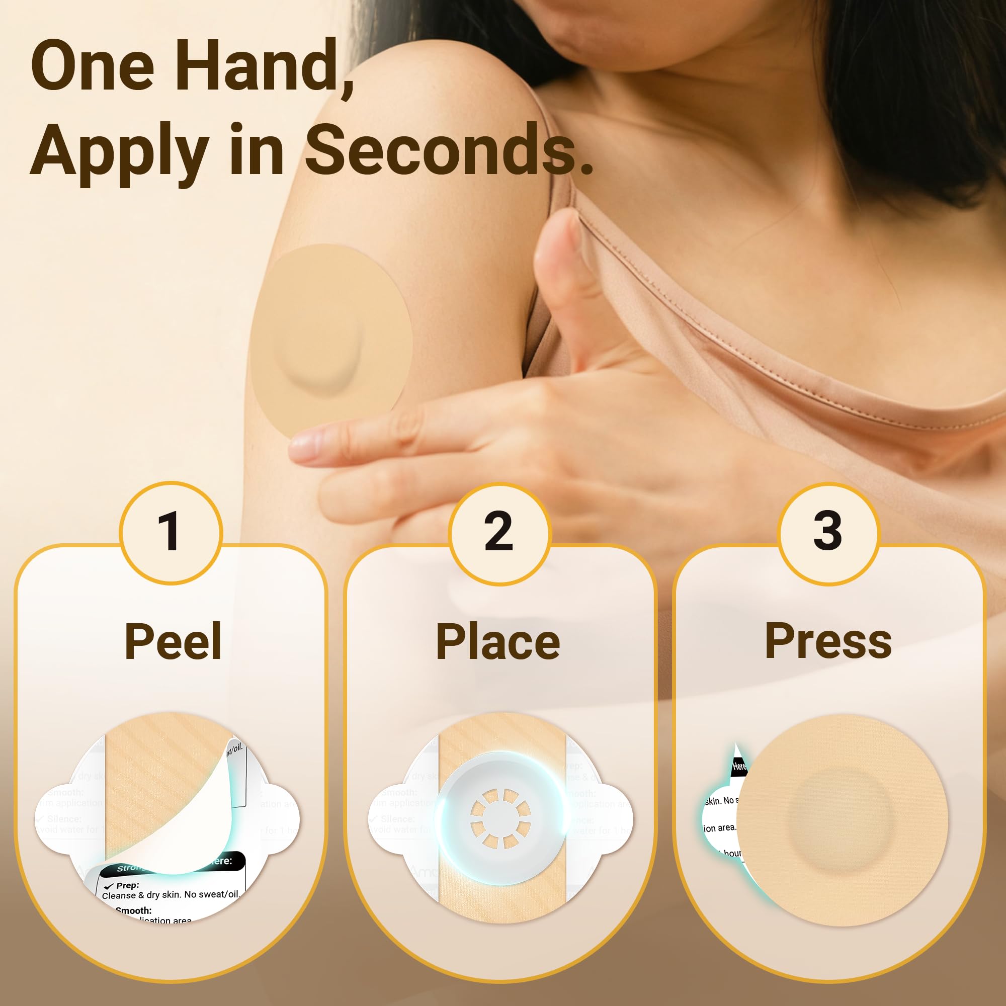 Libre 3 Sensorabdeckungen, wasserdicht, 20 Stück, Freestyle Libre 3 Plus, stoßsicher mit harter Kappe, wasserdicht, atmungsaktiv, medizinische CGM-Klebepflaster, 14-Tage-CGM-Schutz, Beige
