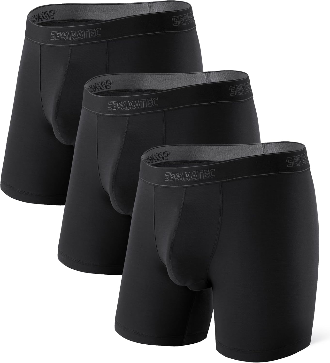 SEPARATEC Mens Underwear with Pouch Premium Soft Micro Modal Boxer Briefs Comfortable Dual Pouch Underwear for Men 3 Pack