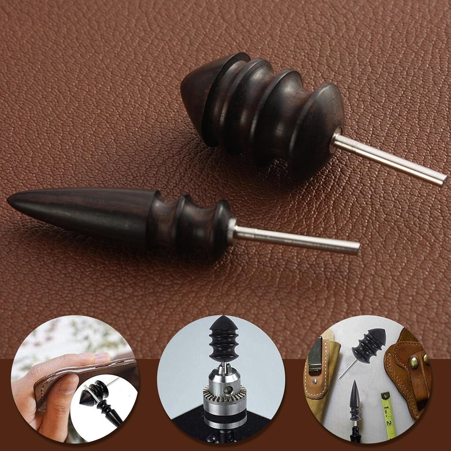 2 Pack Leather Burnisher Bits, Leather Burnishing Tool Edge Burnisher Creaser Polished Head for DIY Leather Hand Making