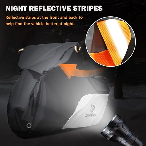 Miniatura 4 de Funda para motocicleta, tela Oxford 210D, impermeable, para exteriores, para todas las estaciones, protección universal con tiras reflectantes, para