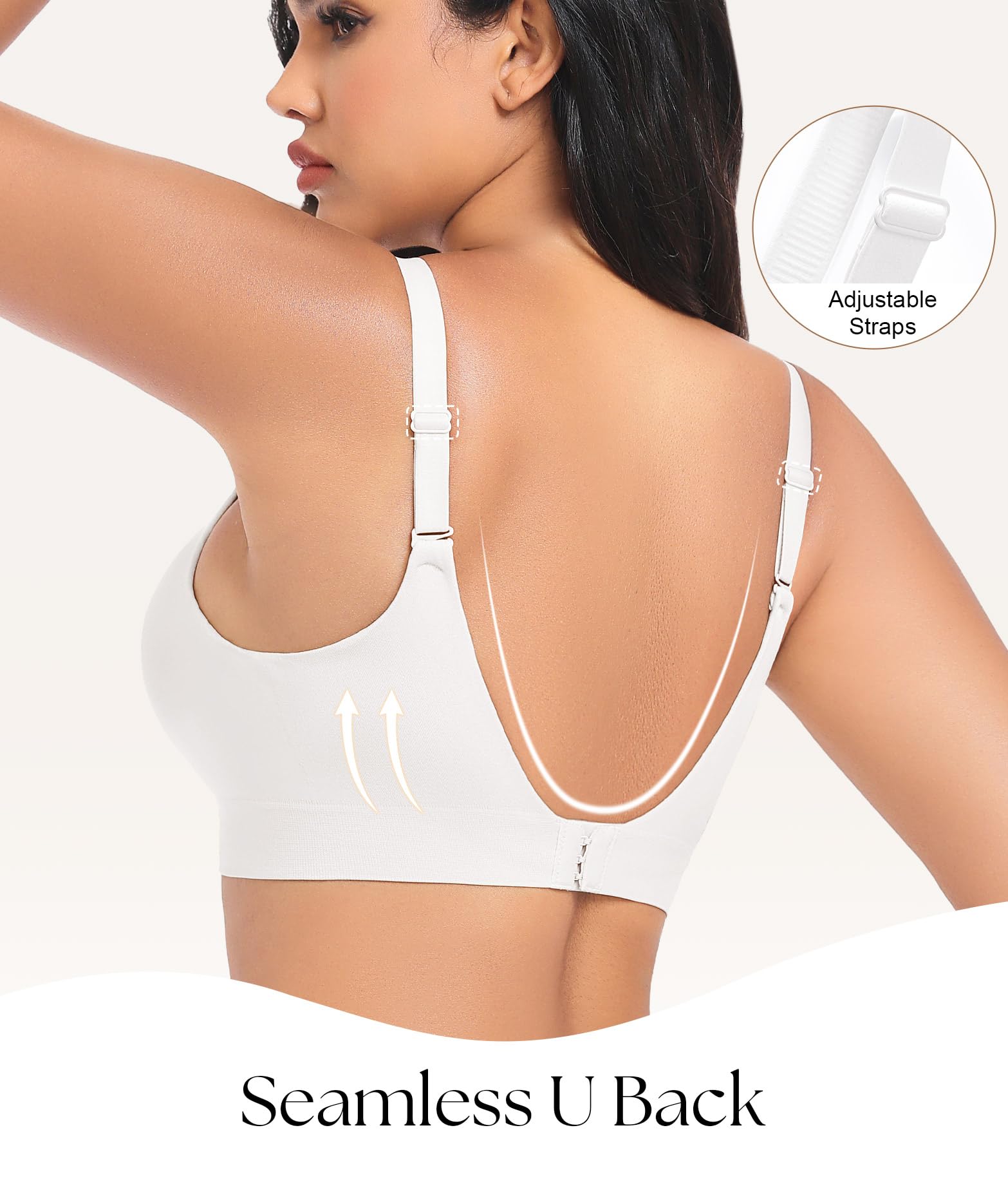 XJBTBA Biustonosze push-up dla kobiet Bez fiszbin Bez fiszbin Bez fiszbin Wsparcie Komfortowe biustonosze do spania dla pań Miękka koszulka Biustonosz bez fiszbin Regular i Plus Size