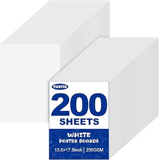TUXIYA 200 Pack White Poster Board,13.5" x 17.5" White Poster Paper Bulk