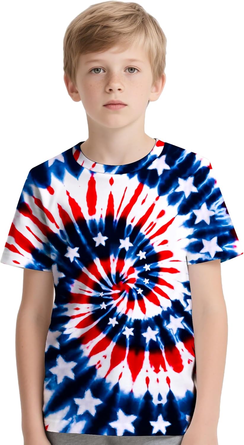 Kids Tie Dye T-Shirt,Children Hippies Senior Tie Dye Tee Tshirt for Boys Girls - Image 2
