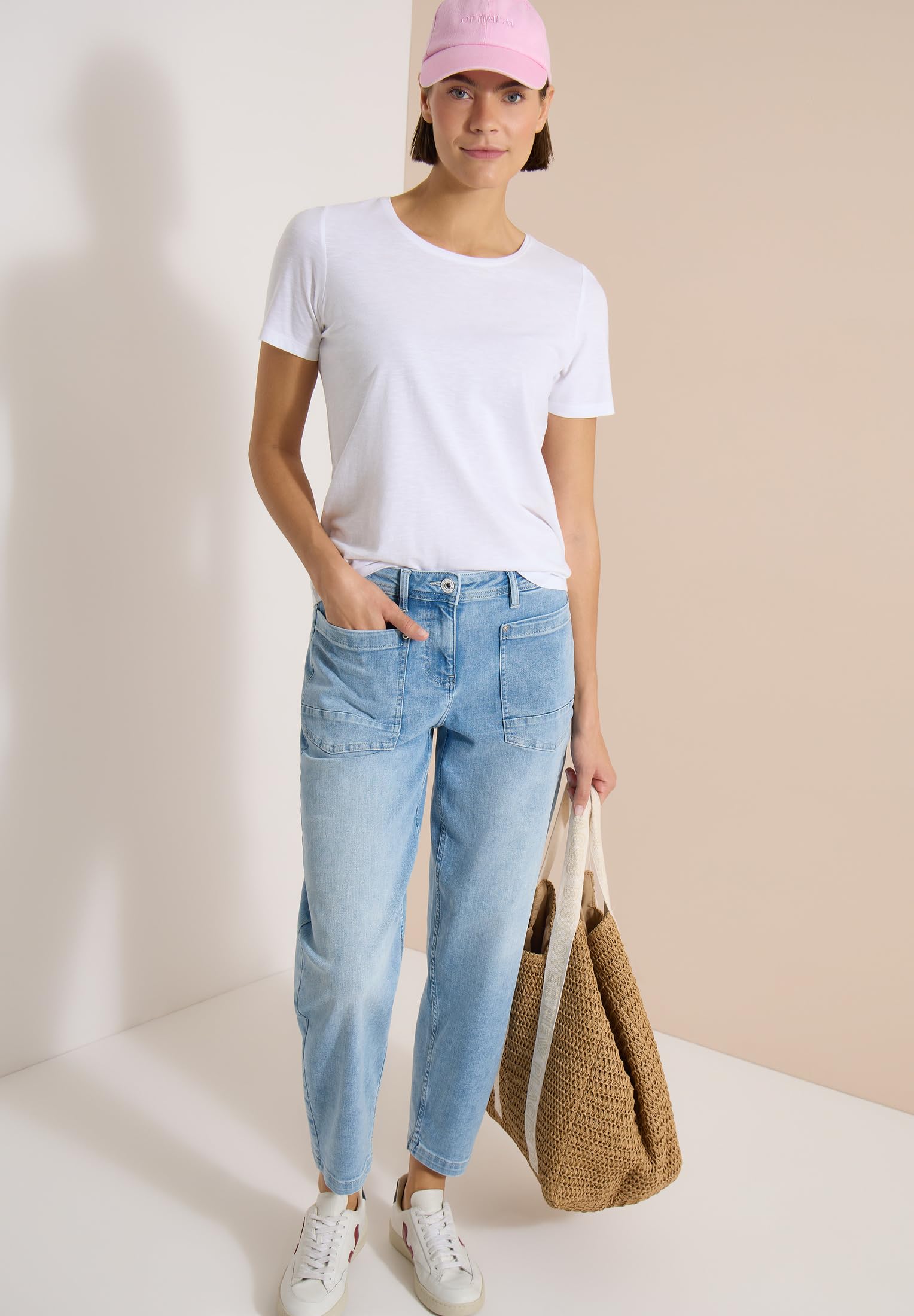 Cecil Damen Barrel Leg Jeans mit aufgesetzten Taschen 3819097