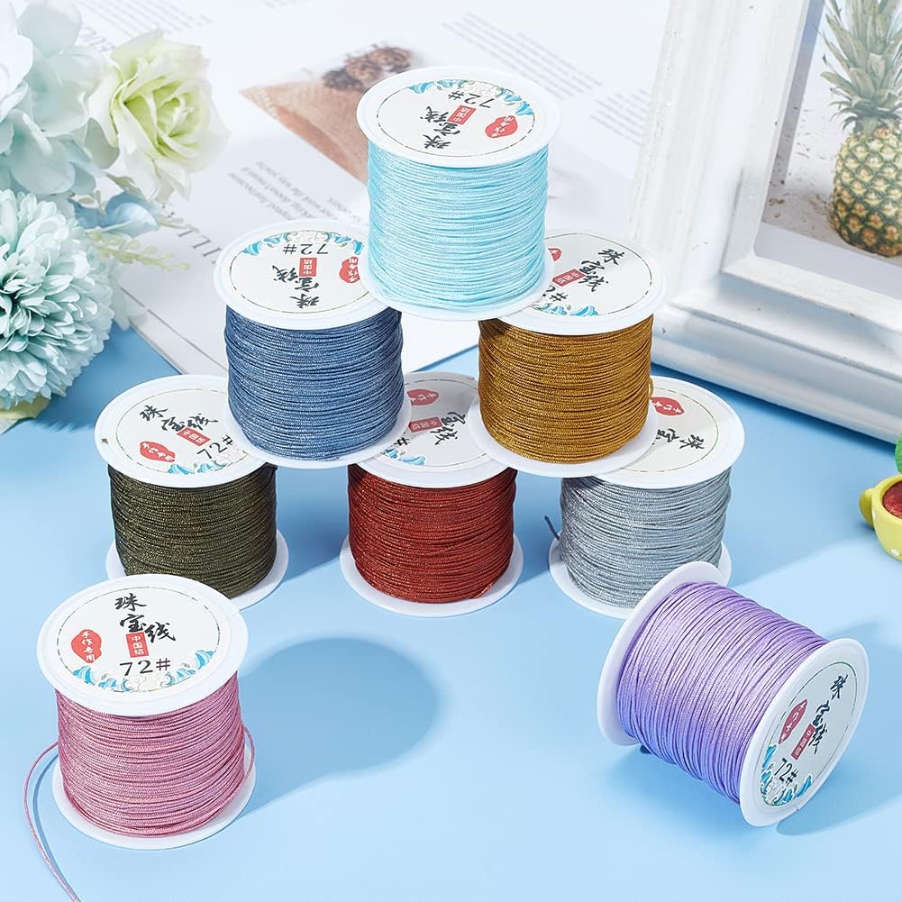 PH PandaHall 392 Yards 0.8mm Nylon String Cord 8 Colors Bracelet String Chinese Knotting Cord Macrame Nylon Thread for Kumihimo Braided Bracelets Necklaces Jewelry Making Wind Chime Parts - Image 7