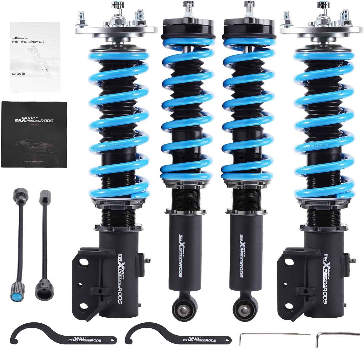 maXpeedingrods Coilover for Mitsubishi Lancer X10 2008-2016, Spring Shock Absorber, 24 Levels Damper Adjustable Coilovers Suspension Kit Strut, T6 Upgarded Amortiguador Lowering Kits Blue