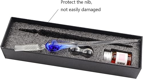 Miniatura 6 de Bolígrafo de tinta de vidrio, juego de bolígrafos de inmersión de vidrio, bolígrafo de caligrafía, escritura de firma, regalos de Navidad, regalos