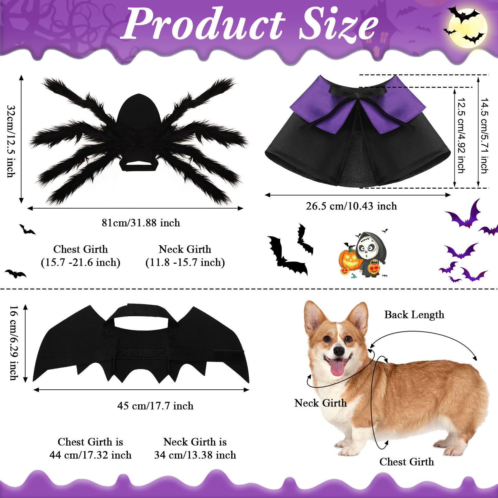 3 Piece Halloween Cat Dog Costume Set - Image 2