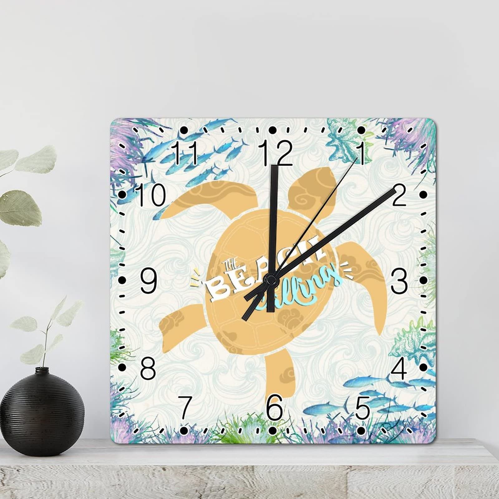 Horloge murale tortue décorative de 30 cm idéale pour embellir le salon et le bureau