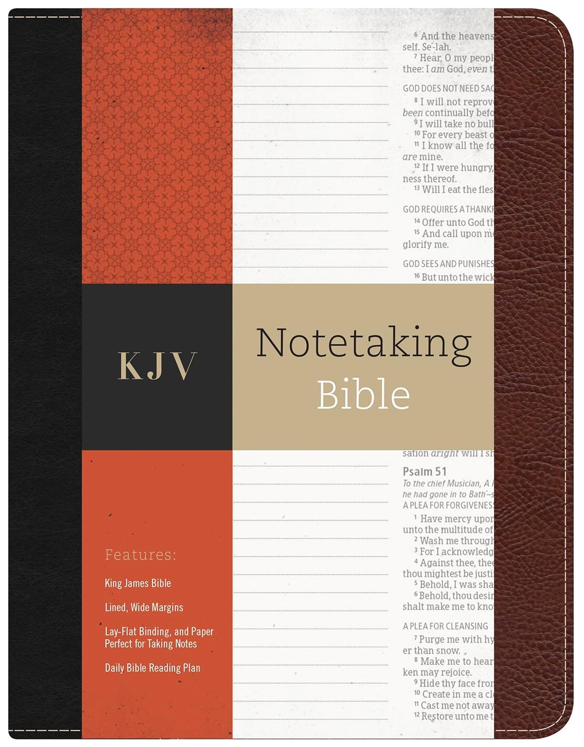 KJV Notetaking Bible, Black/Brown Bonded Leather Hardcover, Black ...