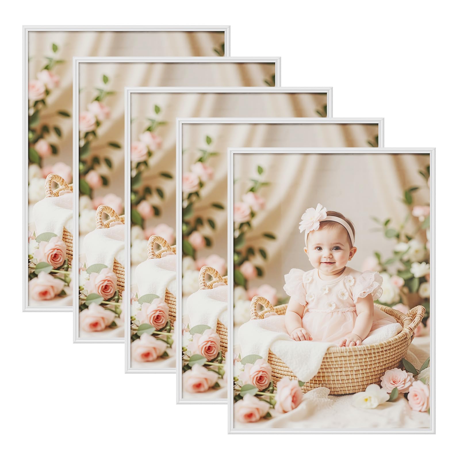 Cadres photo 50x70 cm en bois massif WOLTU blanc de qualité supérieure pour affiche
