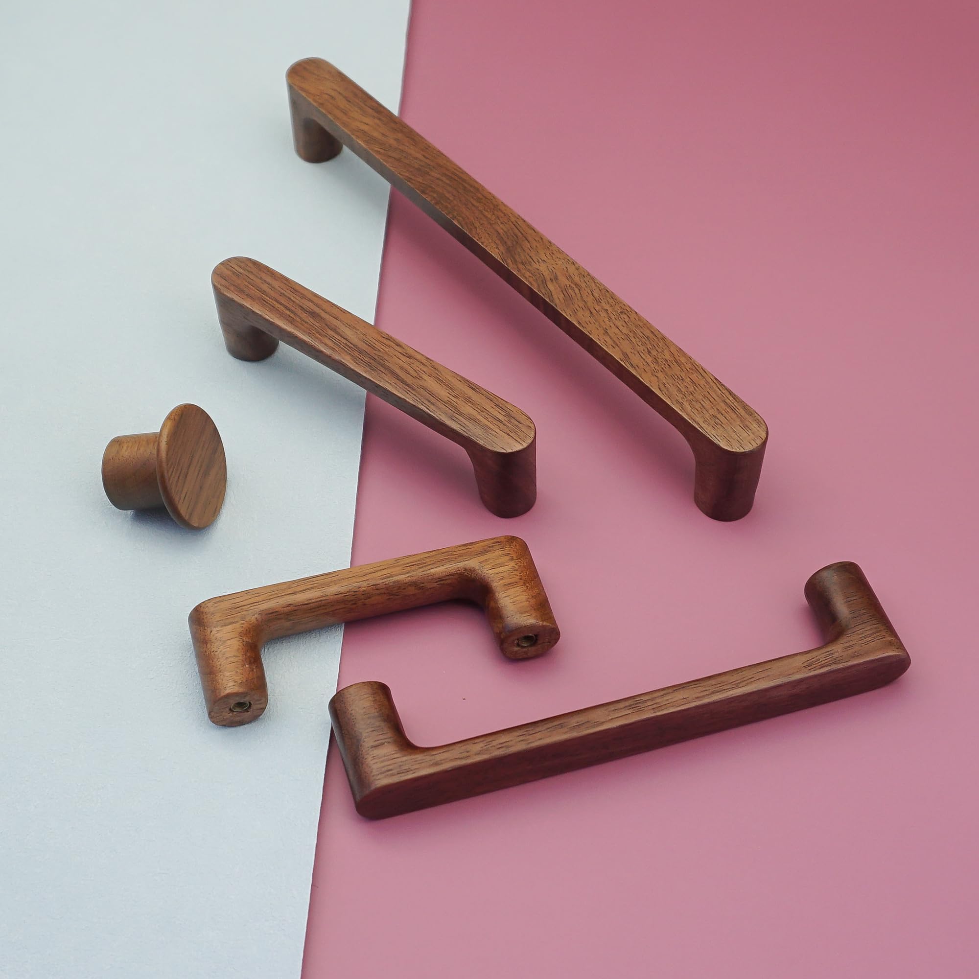 LBFEEL 4" Walnut Wood Drawer Pulls Handles Oak Wood Dresser Knob Kitchen Cabinet Pulls Handles Furniture Hardware (Walnut Wood, 4" Hole Centers)