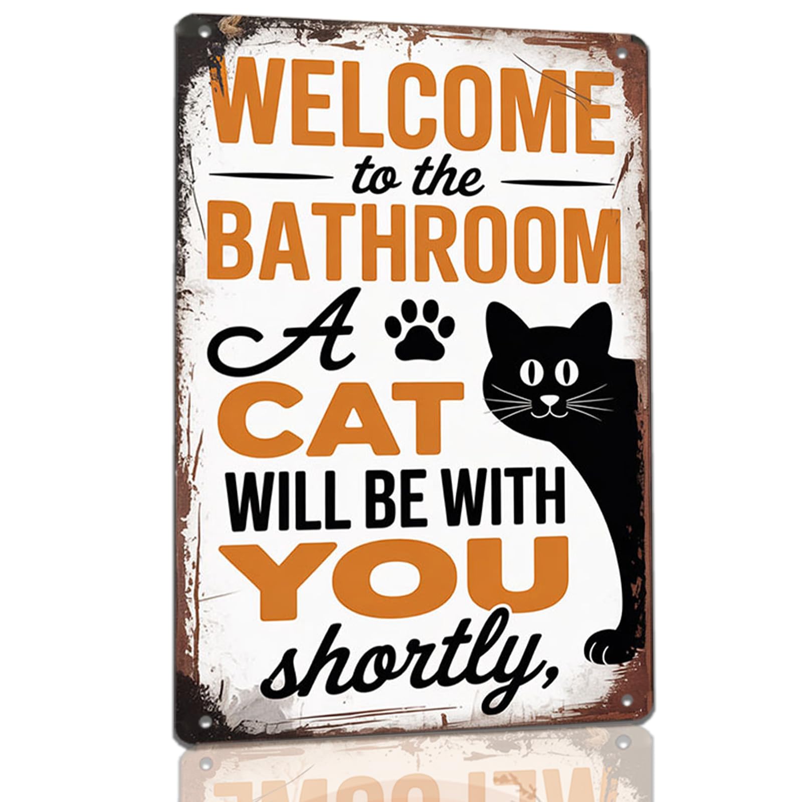 peiyeety Metal Tin Sign Welcome To The Bathroom Quote Wall Art, Vintage Style, Wall Decor For Indoor Home Kitchen Living Room Bedroom Office Cafe Bar, 6x8 Inch
