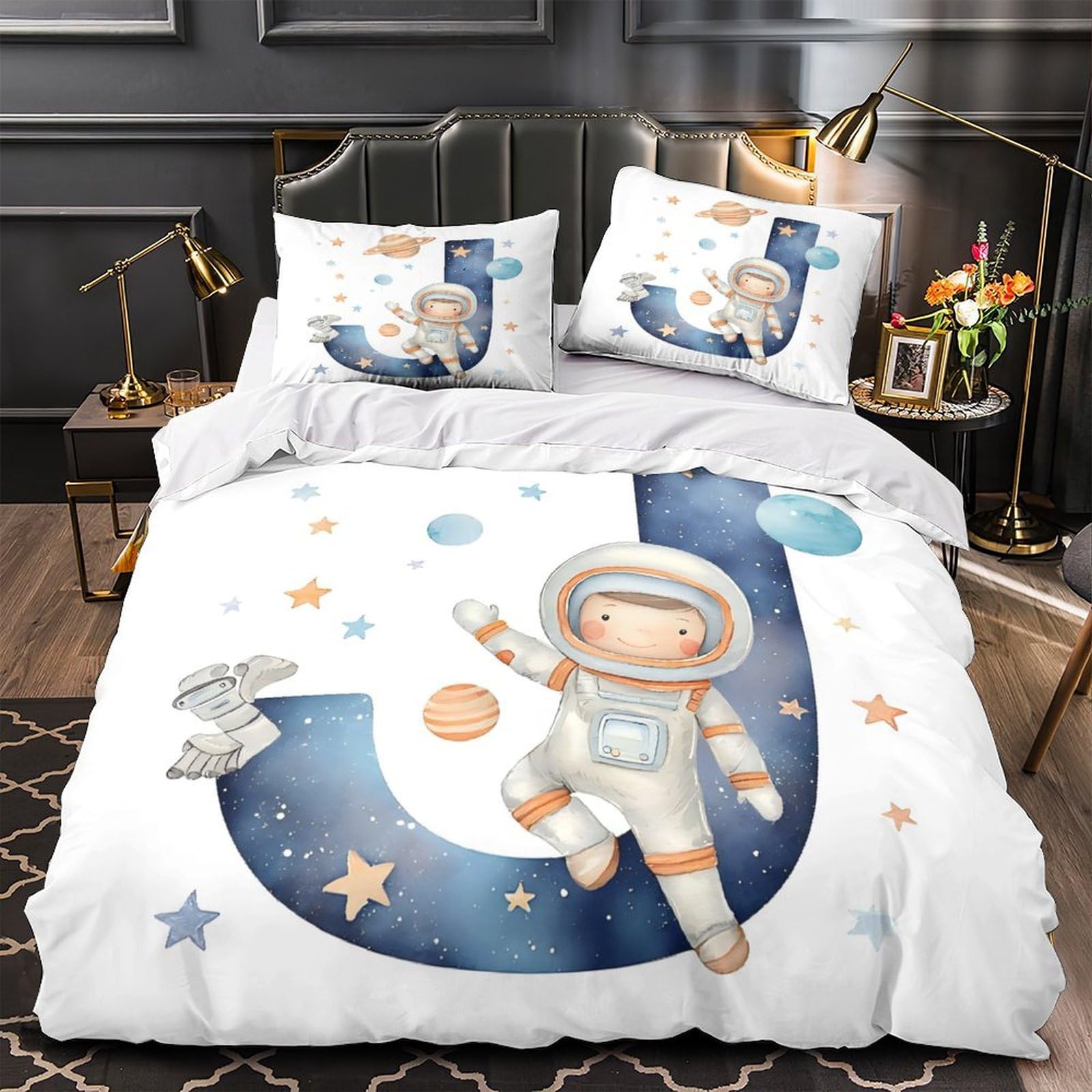 Housse de couette astronaute 140x200 ultra douce pour sommeil paisible