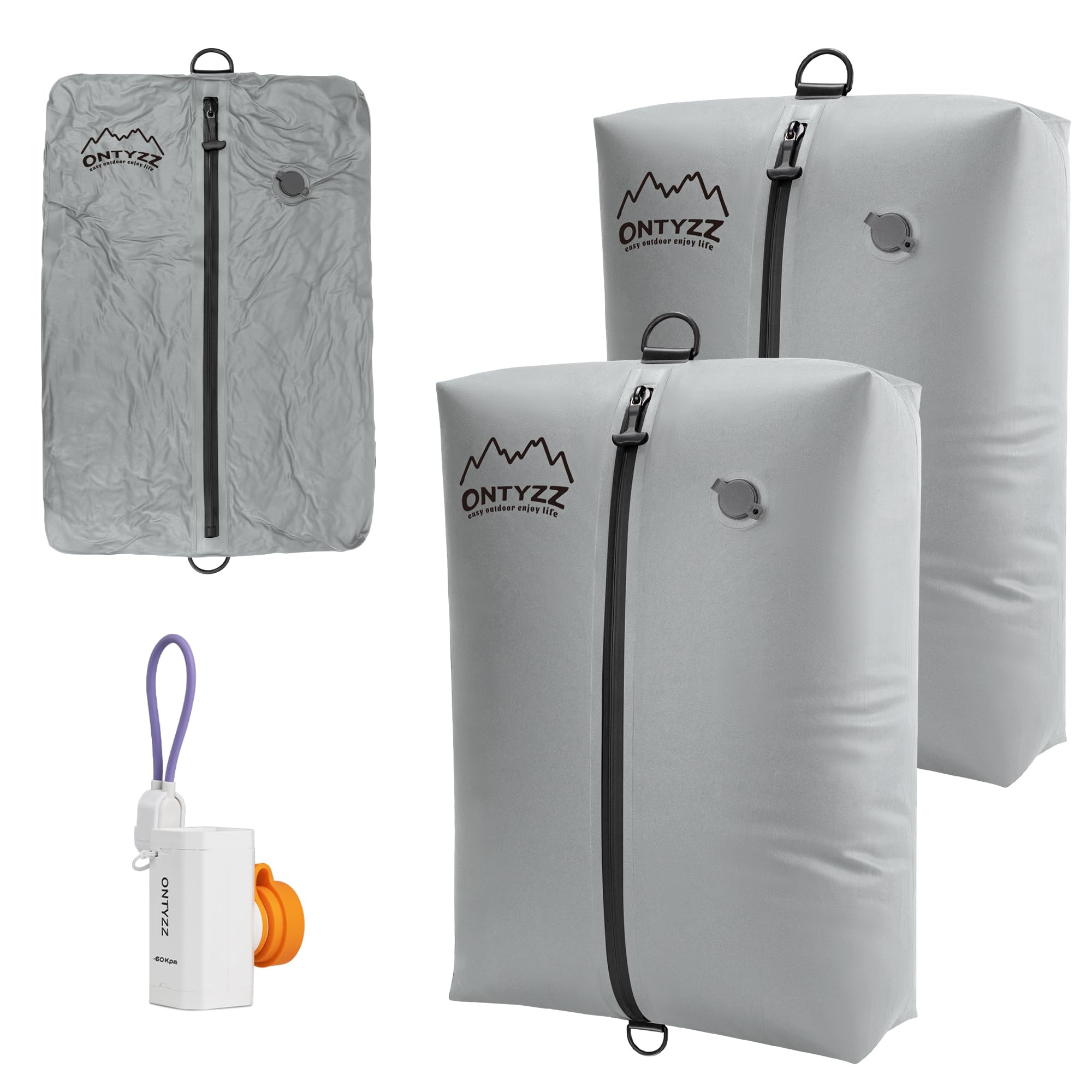 Vakuumbeutel für Kleidung Wiederverwendbar TPU Vakuumierbeutel mit Luftdichtem Ventil Reise Nylon Organizer mit Wasserdichtem Reißverschluss Luftdichte Packwürfel für Koffer Rucksack(2 Stk +1 Pumpe) Küche, Haushalt & Wohnen