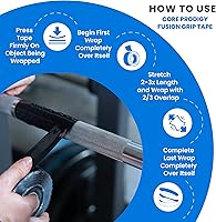 Vista 6 de Core Prodigy Fusion Grip Tape - Silicone Rubber Wrap for Pull Up Bars, Barbells, Dumbbells, Sports and Gym Equipment, and Tools