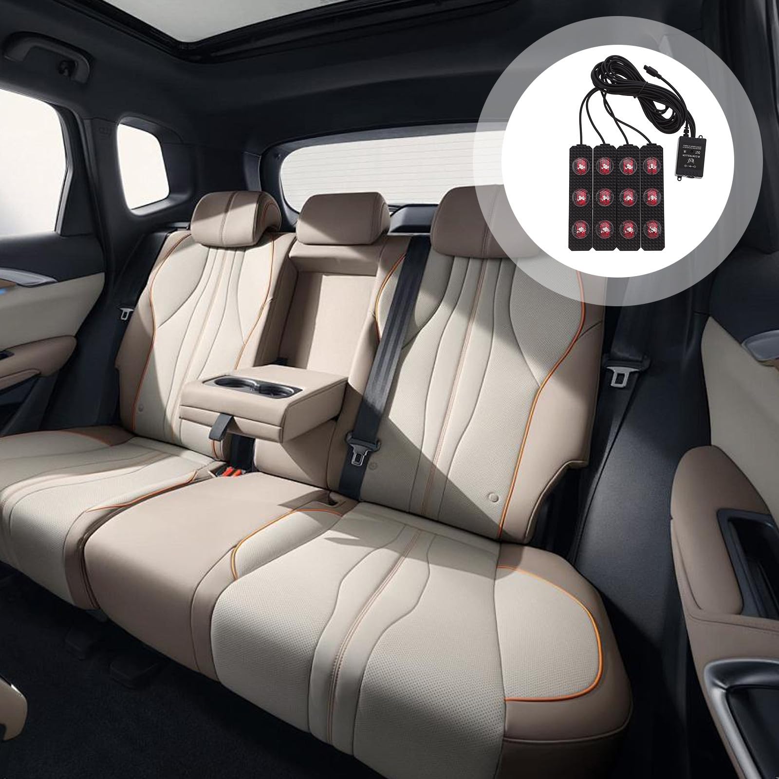 Luz LED Interior para Coche con Activación por Sonido Iluminación para Ambiente bajo Asiento Decoración RGB con Conexión USB para Múltiples Zonas