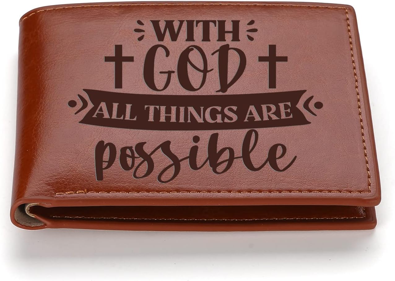 Christian Gifts Leather Wallet With God All Things are