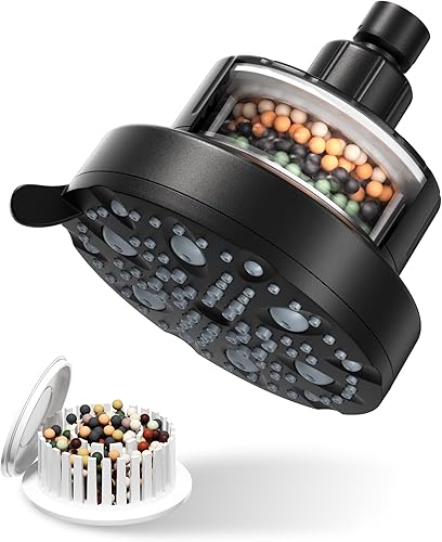 Cabezal de ducha con filtro de 20 etapas para agua dura y 7 modos de pulverización para lluvia suave para proteger el cabello y la piel, con 2 modos