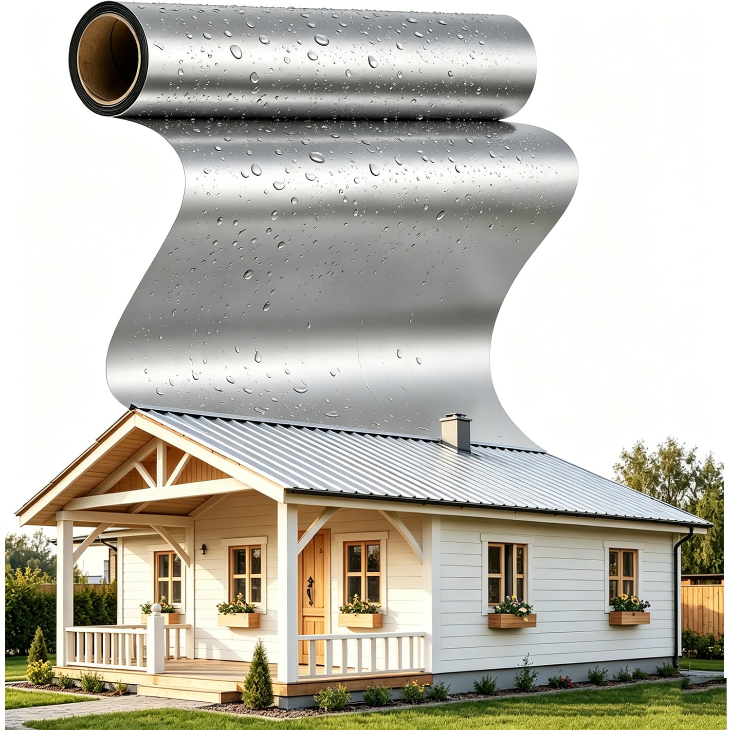 Dachfolie Aluminium 1x10m 10㎡ Selbstklebend Bitumenkleber für Gartenhäuser Garagendächer