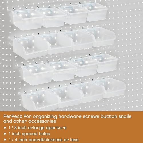 Miniatura 3 de Yookeer Kit de 16 cubos de tablero de clavijas con ganchos, organizadores de almacenamiento de plástico, contenedores de pared para tablero de