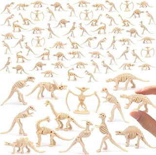 120 Pieces 3.7 Inch Dinosaur Fossil Skeletons Mini Dinosaur Skeleton Figures Plastic Dino Bones Science Play Dino Sand Dig Party Favor Cake Topper Decoration