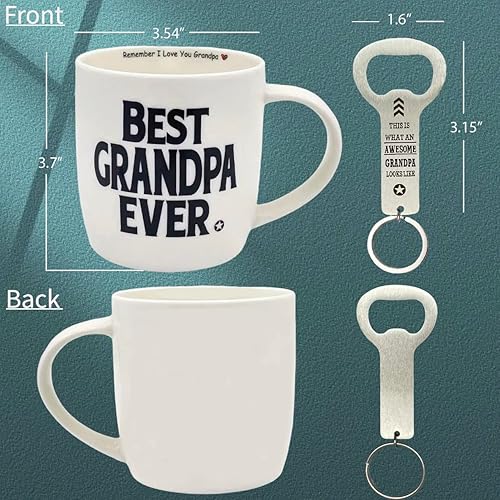 Miniatura 6 de MALLAbyLAMMA Taza de cerámica para el mejor abuelo de 12 onzas, abrebotellas, regalo para el abuelo de parte de los nietos, I Love You Grandpa,
