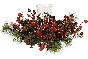 Nearly Natural 4654 Candleabrum Holiday, Red, 17.5x8.5x17.5