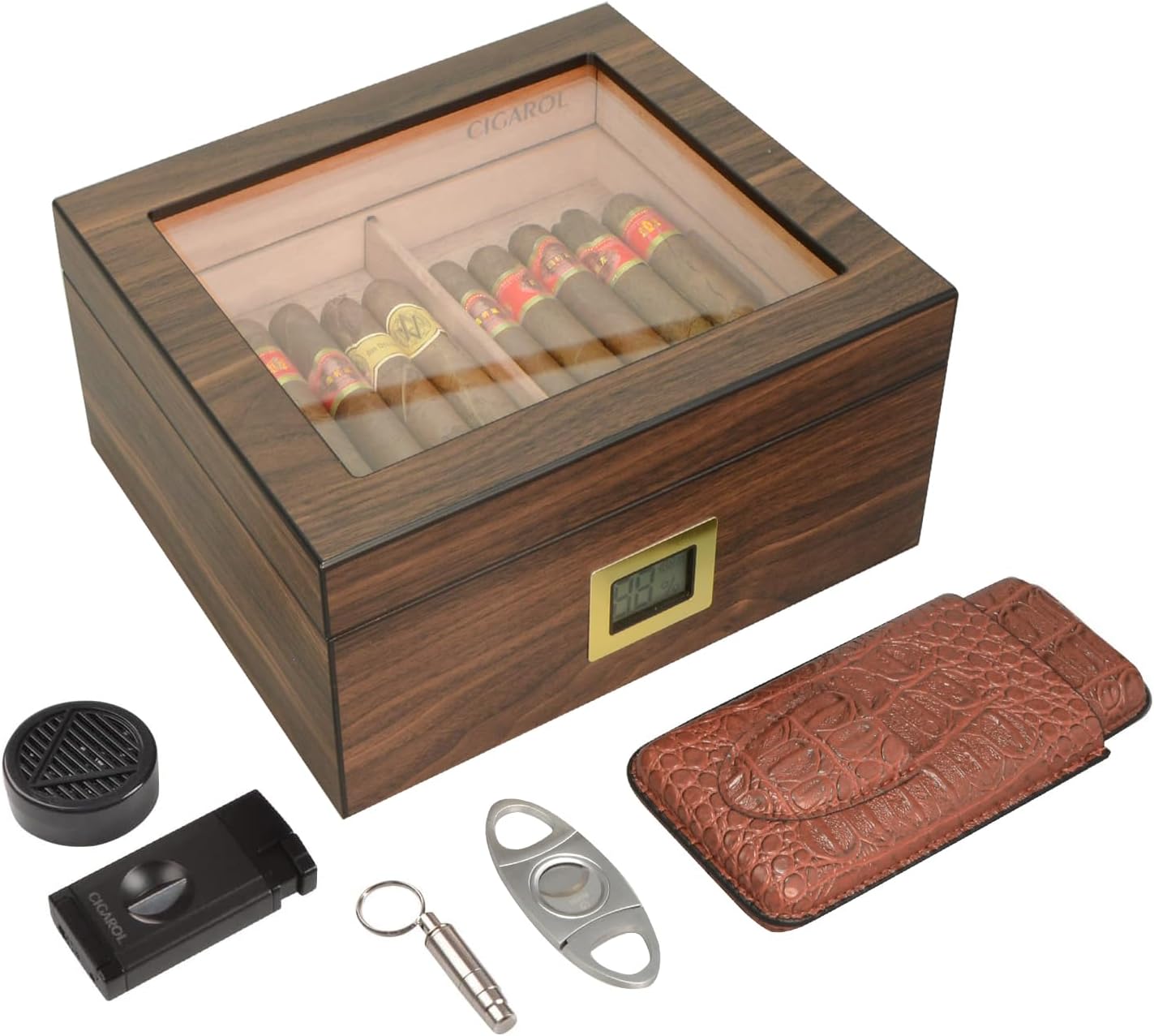 Luxurious Cigar Humidor, Handcraft Cigar Humidors Kits with Cutter and