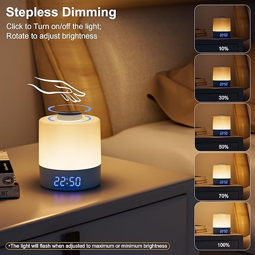 Miniatura 3 de Wobane Luz nocturna para niños, iluminación LED regulable de 3 colores para bebé, batería recargable de 3600 mAh con hora digital (sin reloj