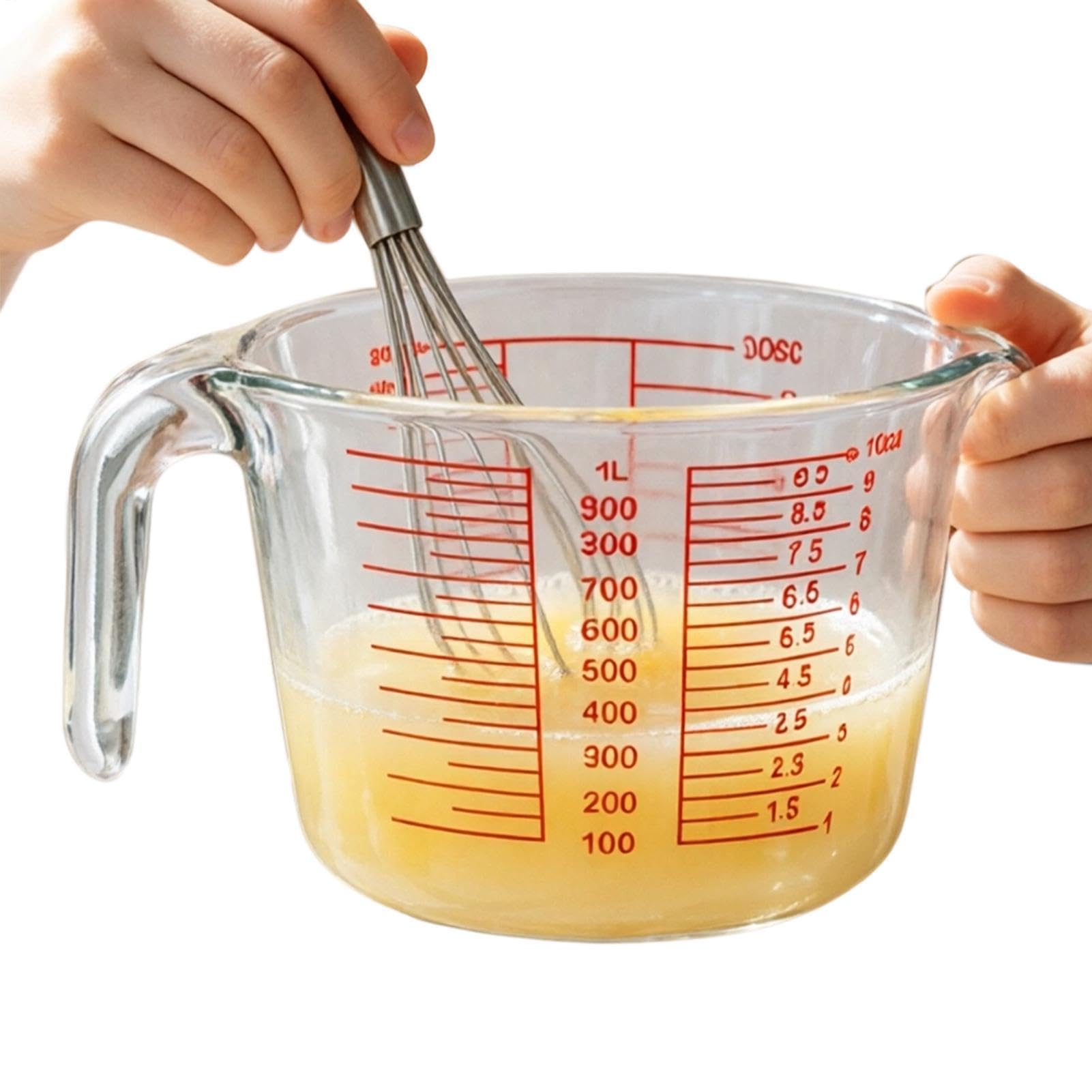 Tazas Medidoras de Vidrio Recipiente De Medición Portátil Transparente | Contenedor Medidor Vidrio Para Horno Lavavajillas Congelador Medición Horneado Cocción Cocina Hogar Casa