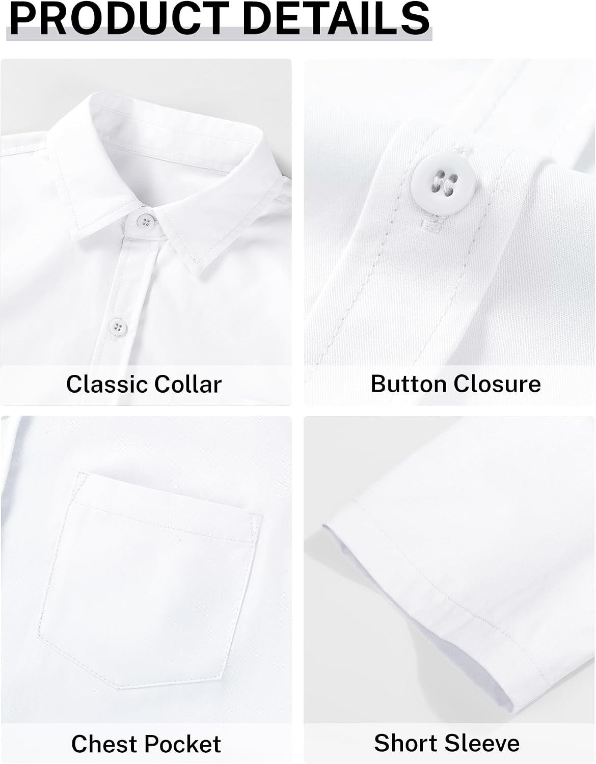 Boys Button Down Dress Shirts Short Sleeve Uniform Oxford Shirt image 5