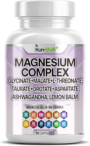 Complejo de magnesio con malato de glicinato de magnesio, L-treonato, taurato, orrotato, zinc, aspartato, manganeso de cobre y complejo de vitamina