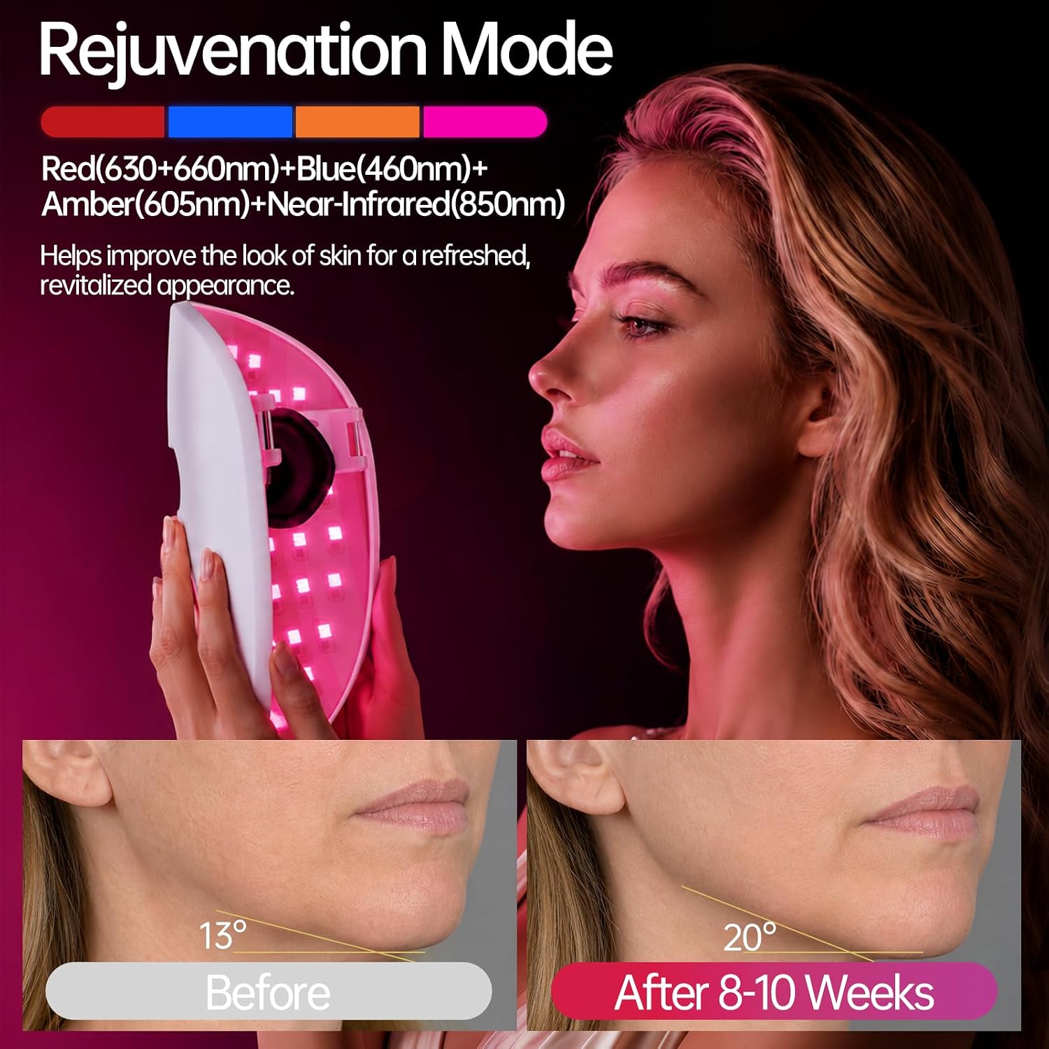 FDA Cleared Red Light Therapy Mask for Face, LED Face Mask with 4 Light Modes, 850nm NIR, 280 LEDs Dual Red Light for Anti-Aging & Acne Reduction - White