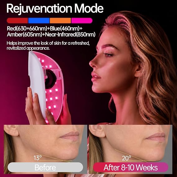 FDA Cleared Red Light Therapy Mask for Face, LED Face Mask with 4 Light Modes, 850nm NIR, 280 LEDs Dual Red Light for Anti-Aging & Acne Reduction - White