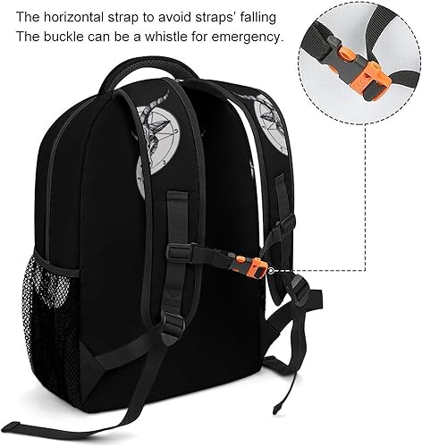 Miniatura 5 de Baphomet Satanic - Mochila para portátil con cabeza de cabra satánica, bolsa de hombro a la moda, mochila de viaje para hombres y mujeres