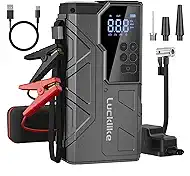 Lucklike W210 Jump Starter with Air Compressor 150 PSI, 12V 6000A Peak Lithium Car Battery Jump Starter for All Gas and 10.0L Diesel, 80.66Wh Booster Jump Box Pack with LED Light, Jumper Cables
