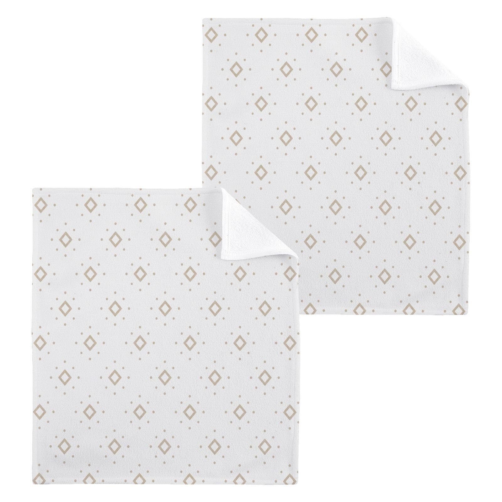 BOESI Neutral Dot 12x12in Cotton Washcloth,Soft Absorbent Face Towel