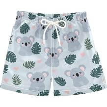 Pigsaly Pink Hearts Palm Leaves Cute Koalas Boys Swim Trunks 2T