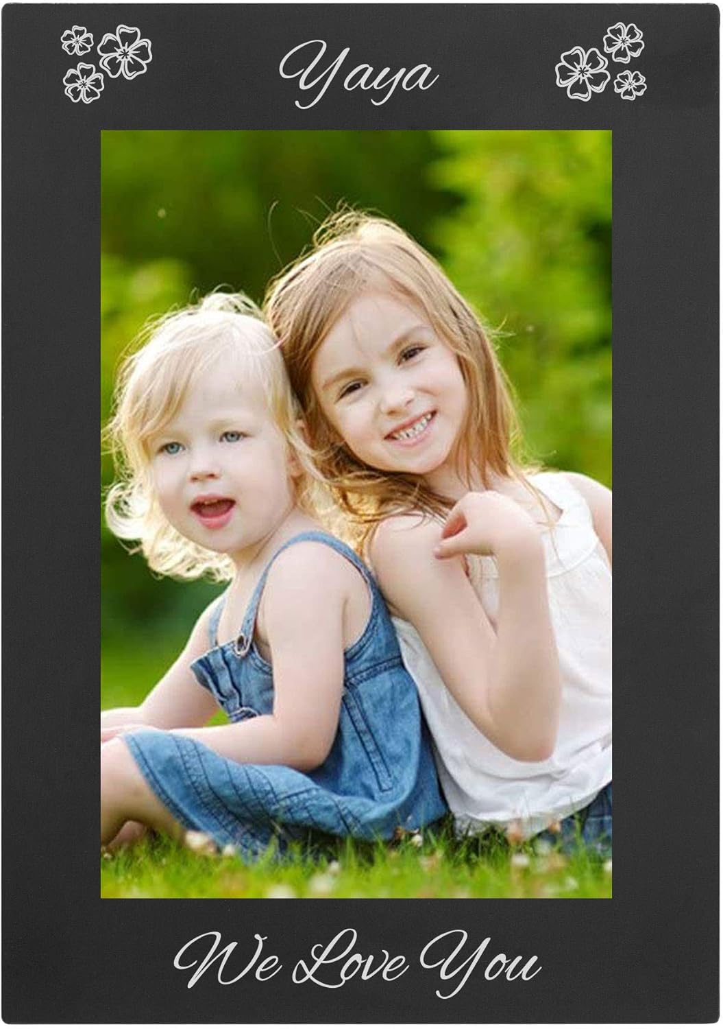 CustomGiftsNow Yaya - We Love You Engraved Anodized Aluminum Hanging/Tabletop Group Family Photo Picture Frame