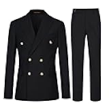 Men's Slim Fit 2 Piece Suit Double Breasted Business Wedding Prom Tuxedo Suits Blazer & Pants Set…